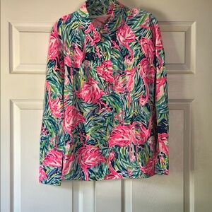 Lilly Pulitzer Pink and Green Flamingo Print pullover